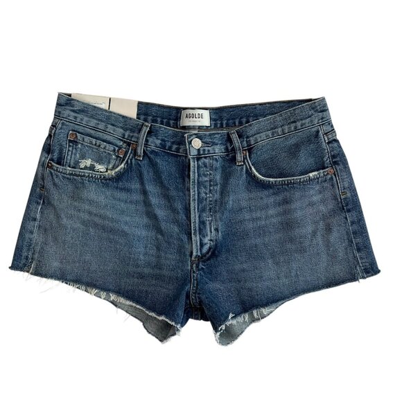 Agolde Parker‎ Vintage Cutoff Shorts Dark Wash Size 31 High Rise Relaxed NWT - Picture 1 of 8